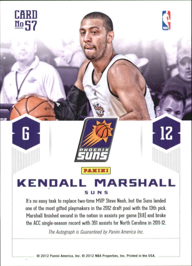2012-13 Prestige Prestigious Picks Signatures #57 Kendall Marshall back image