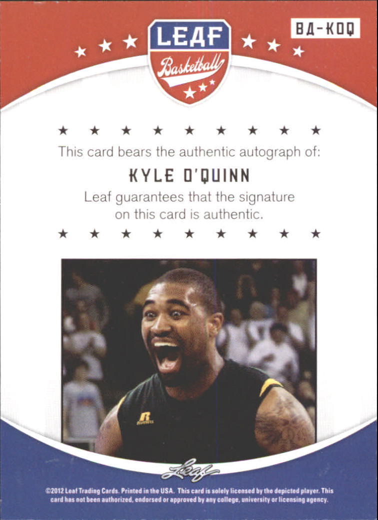 2012-13 Leaf Autographs #KOQ Kyle O'Quinn back image