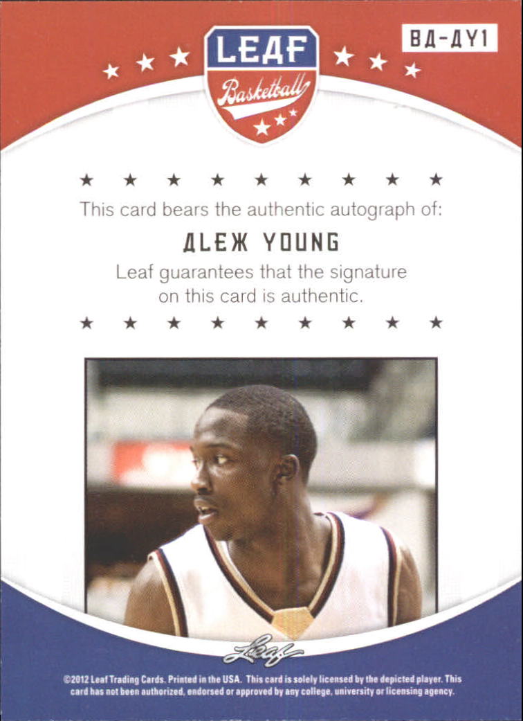 2012-13 Leaf Autographs #AY1 Alex Young back image