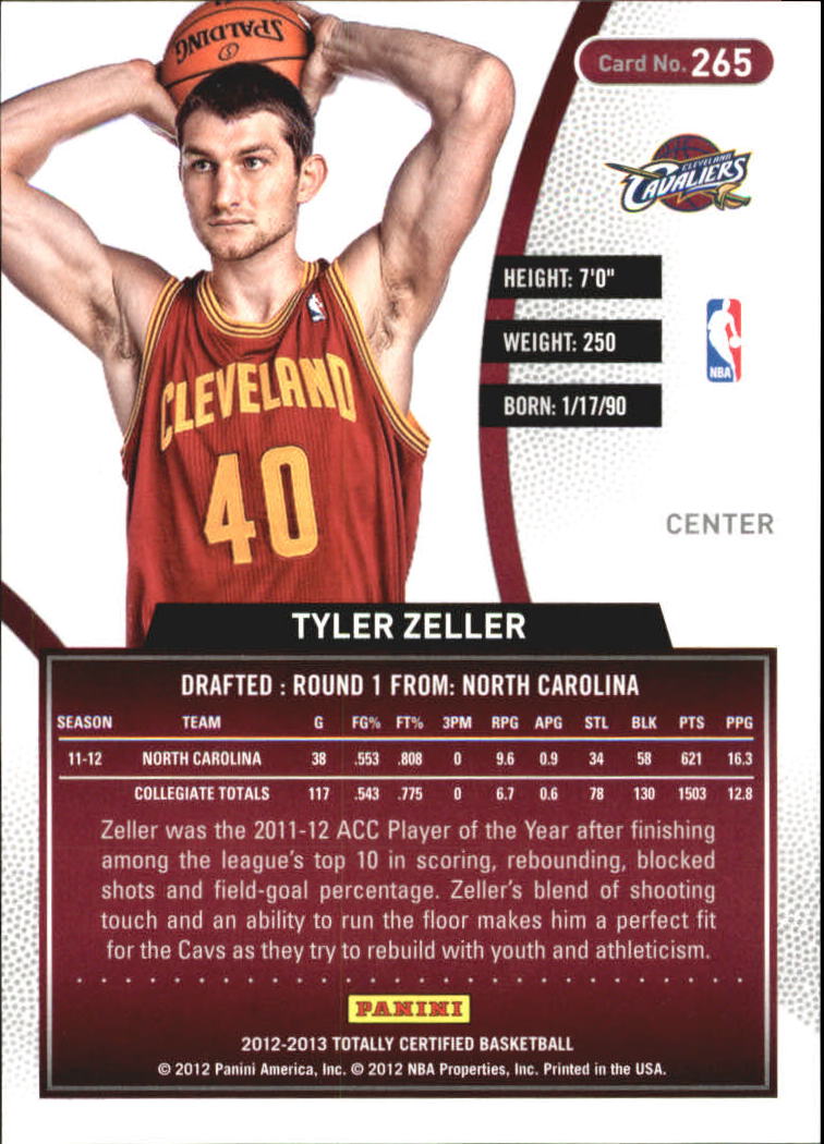 2012-13 Totally Certified #265 Tyler Zeller RC back image