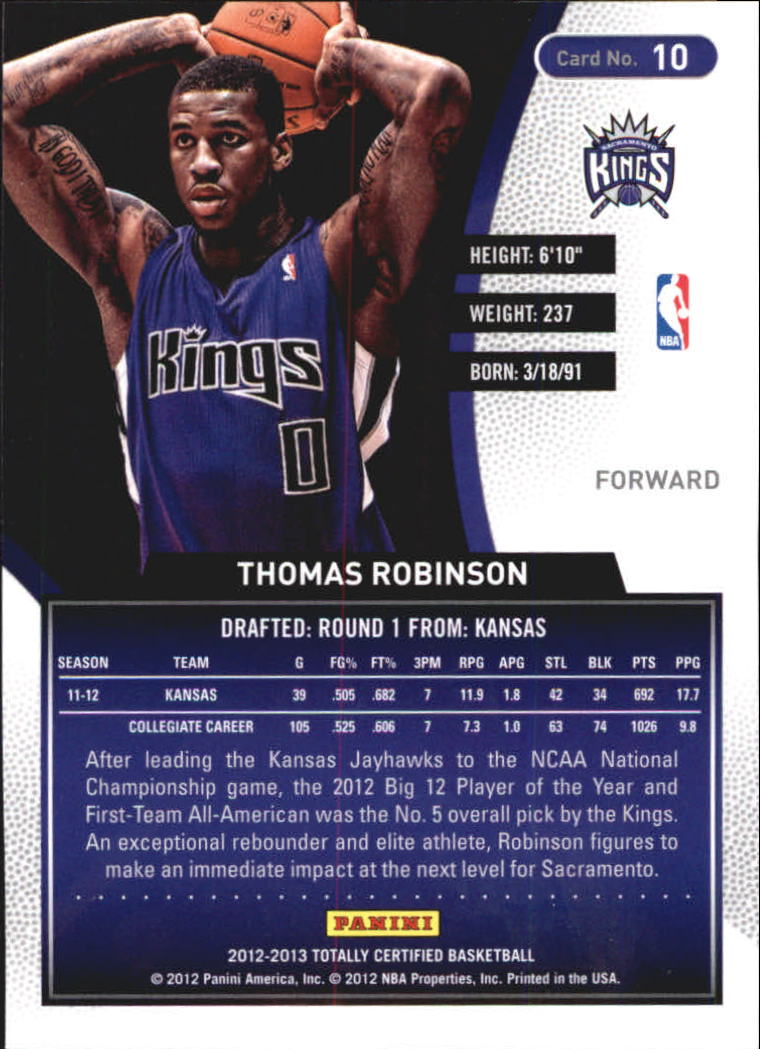 2012-13 Totally Certified Blue #10 Thomas Robinson back image