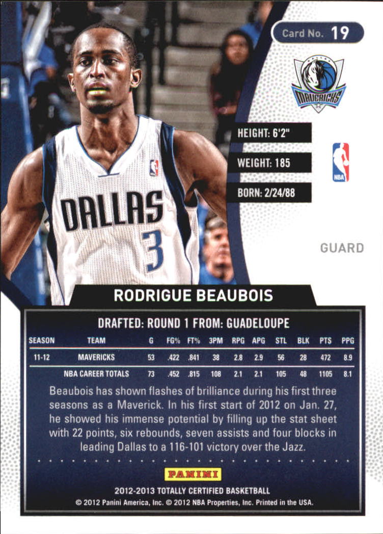 2012-13 Totally Certified Blue #19 Rodrigue Beaubois back image
