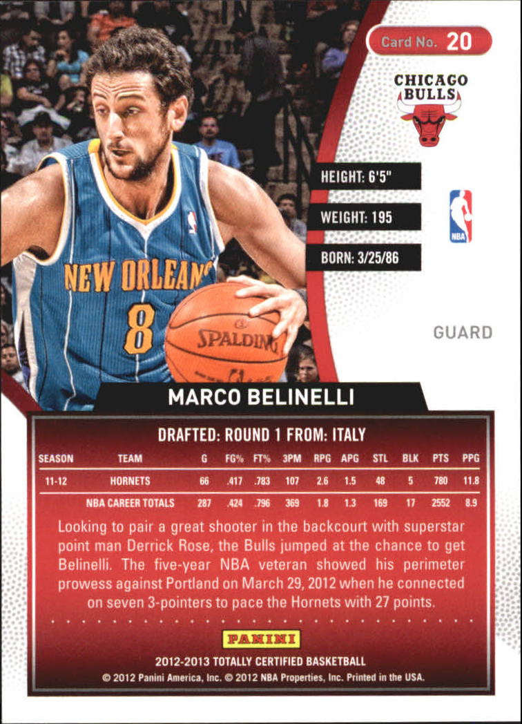 2012-13 Totally Certified Blue #20 Marco Belinelli back image