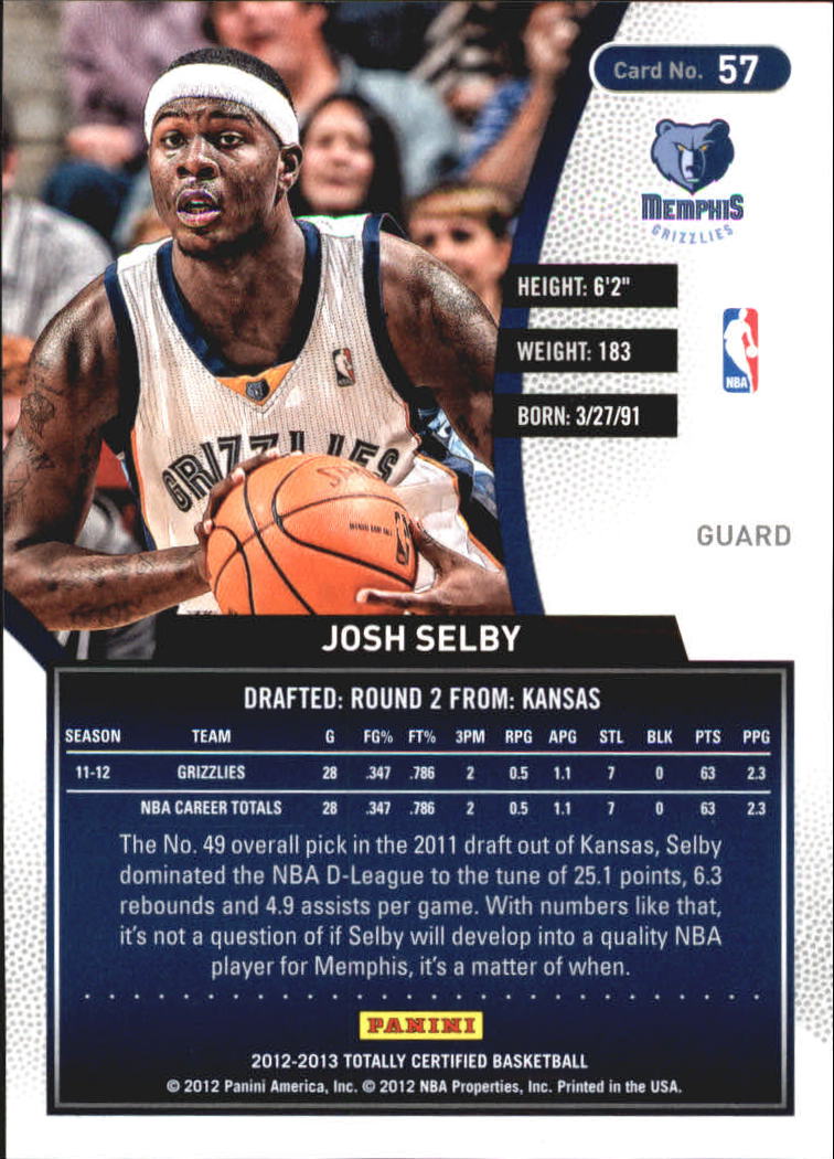 2012-13 Totally Certified Blue #57 Josh Selby back image