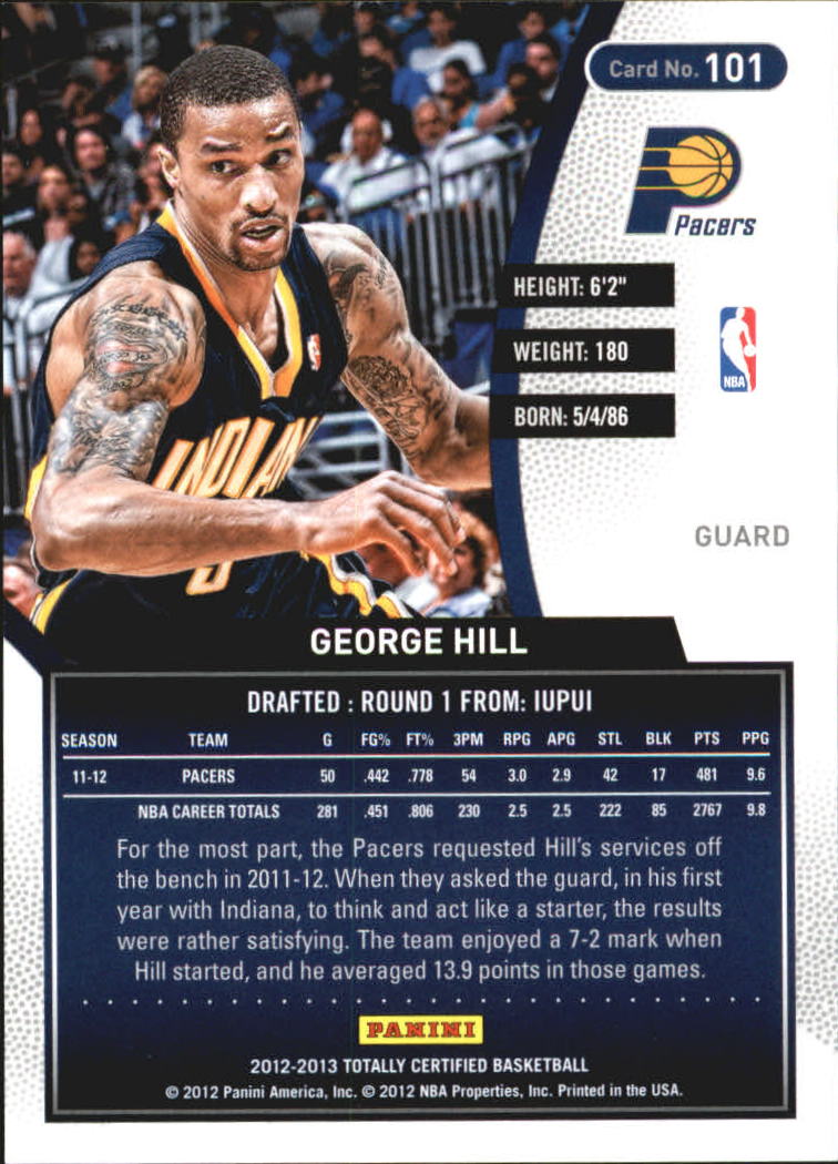 2012-13 Totally Certified Blue #101 George Hill back image