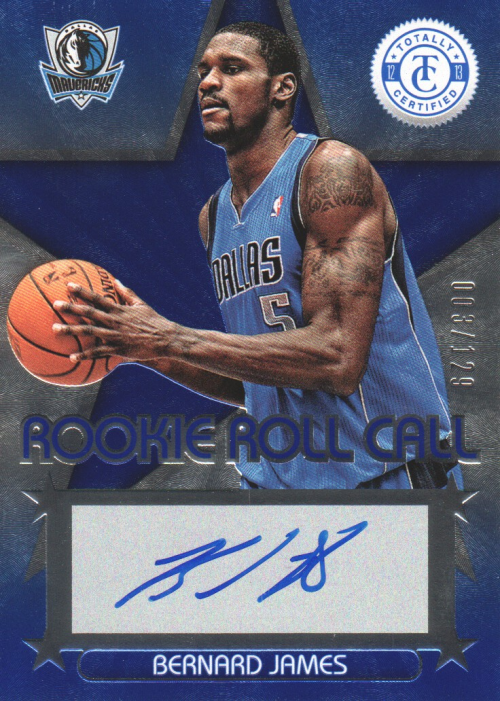 2012-13 Totally Certified Rookie Roll Call Autographs Blue #68 Bernard James/129