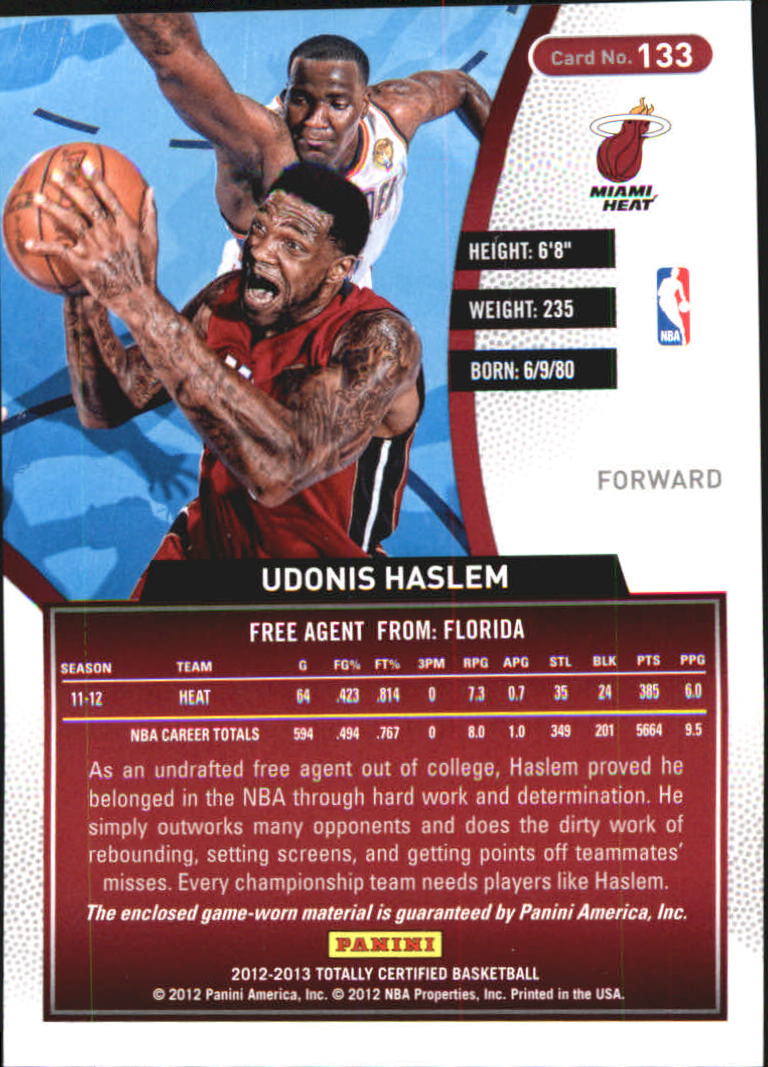 2012-13 Totally Certified Red Materials #133 Udonis Haslem back image