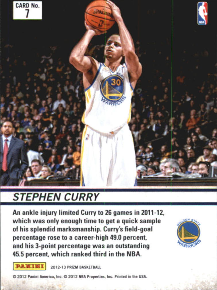 2012-13 Panini Prizm Downtown Bound #7 Stephen Curry back image