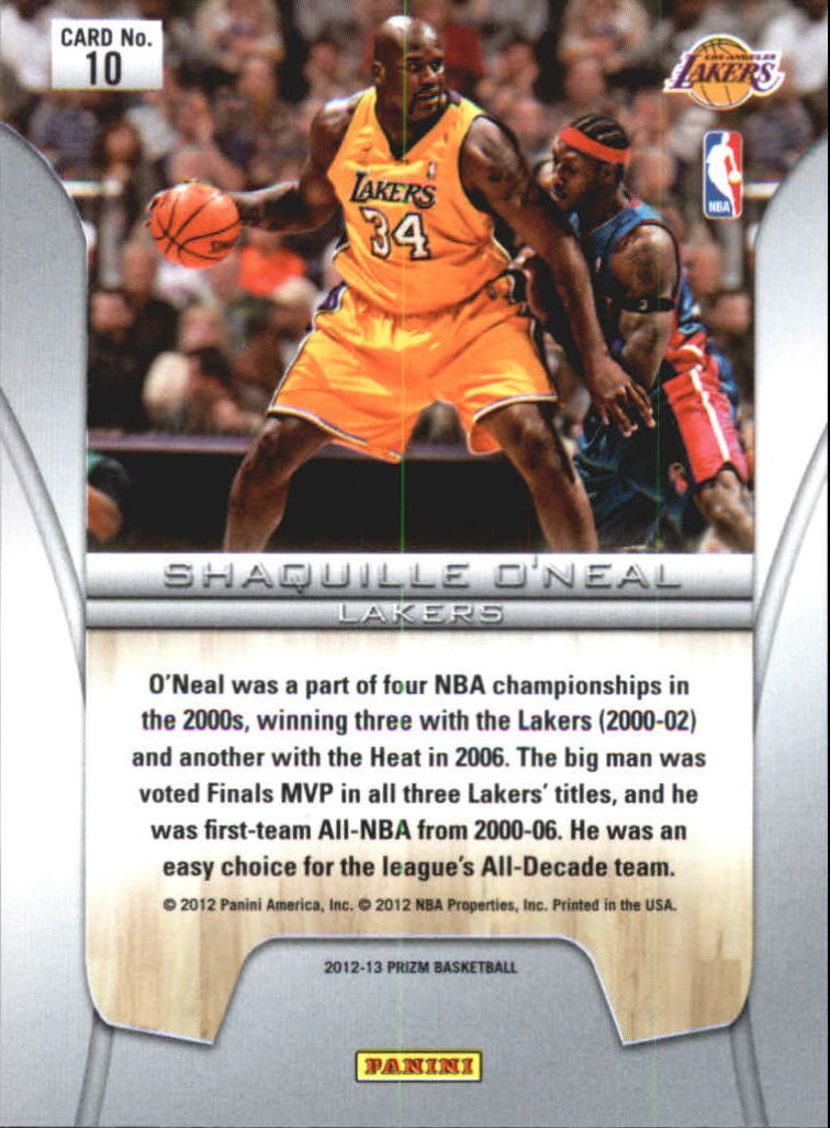 2012-13 Panini Prizm Finalists #10 Shaquille O'Neal back image