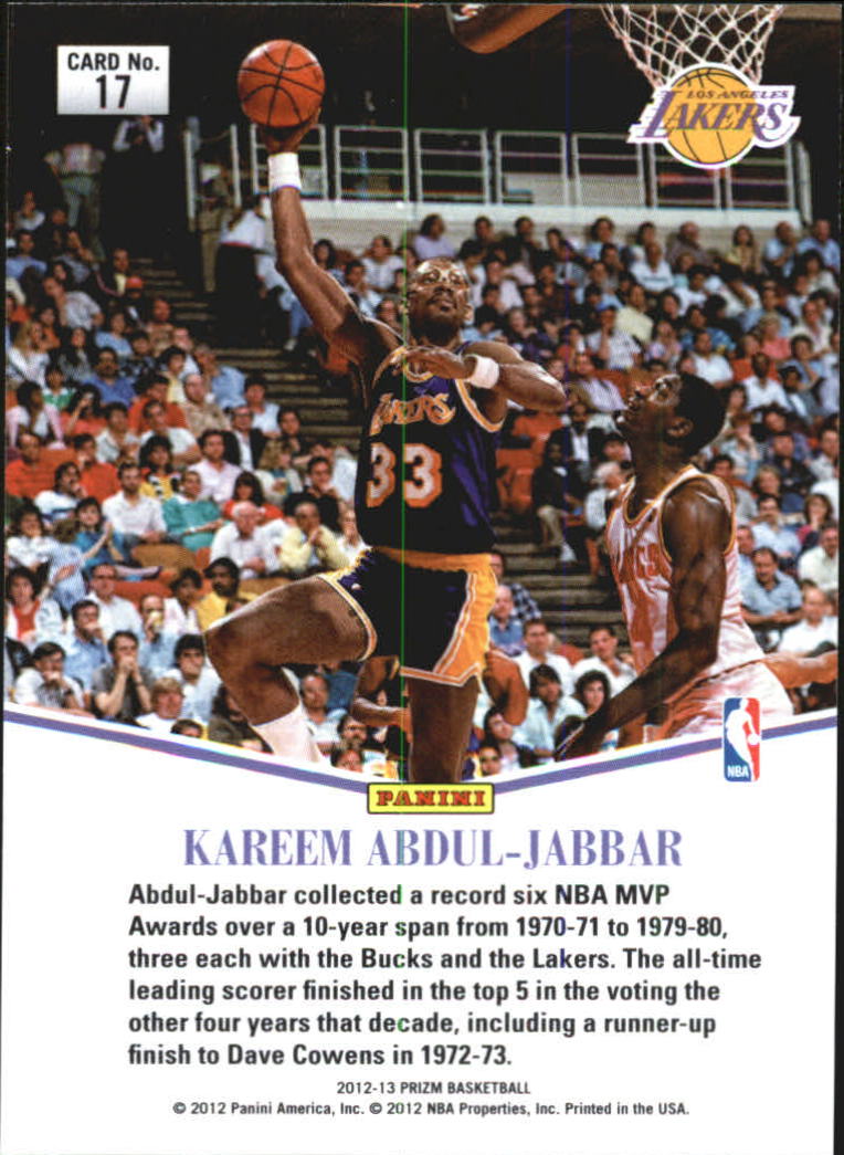 2012-13 Panini Prizm Most Valuable Players #17 Kareem Abdul-Jabbar back image