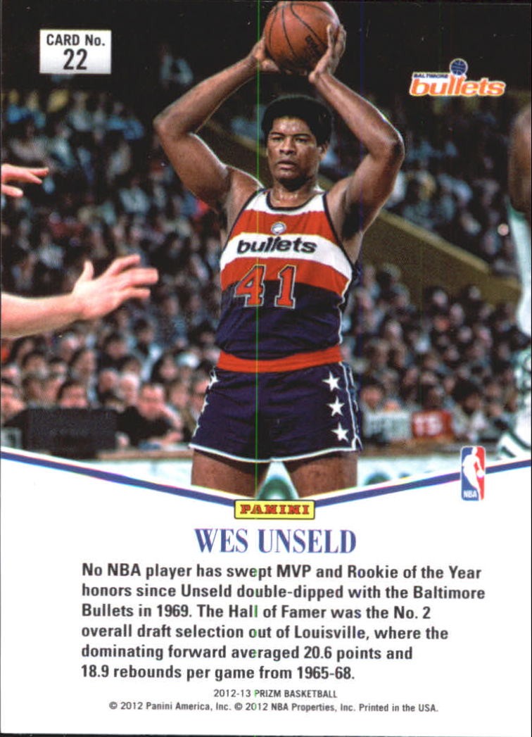 2012-13 Panini Prizm Most Valuable Players Prizms #22 Wes Unseld back image