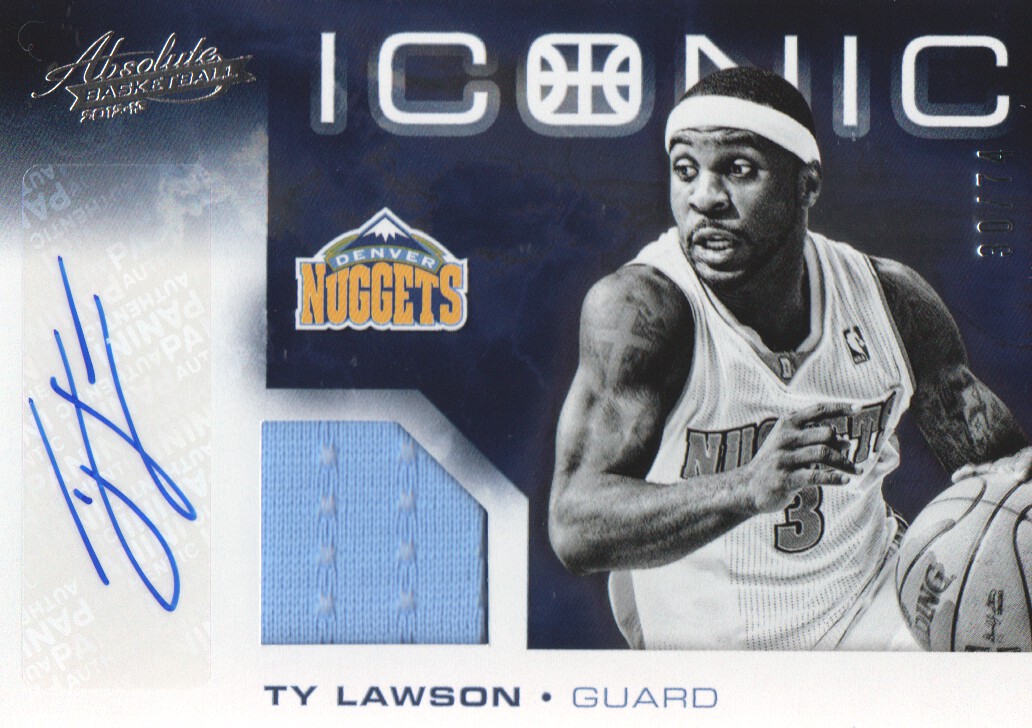 2012-13 Absolute Iconic Materials Autographs #18 Ty Lawson/74