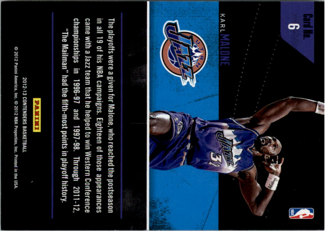 2012-13 Panini Contenders Playoff Contenders #6 Karl Malone back image