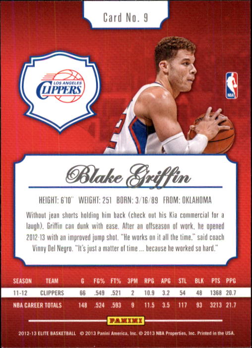 2012-13 Elite #9 Blake Griffin back image