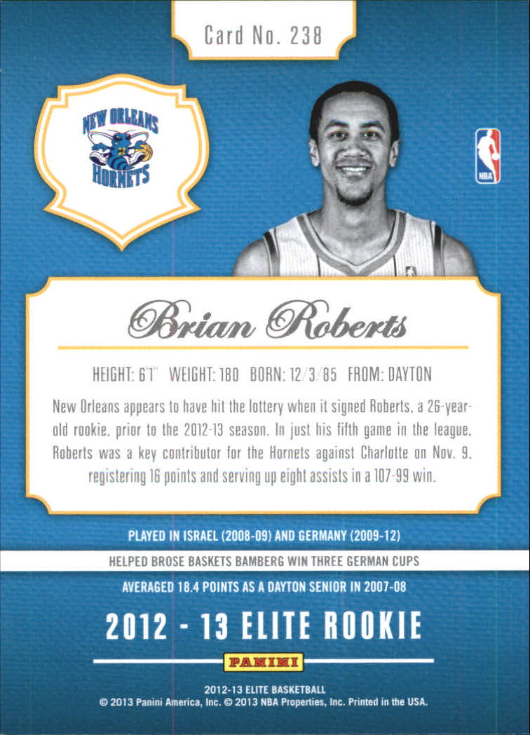 2012-13 Elite #238 Brian Roberts RC back image