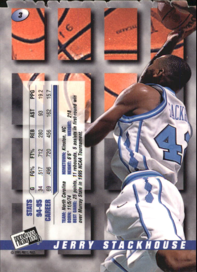 1995 Press Pass Die Cuts Red #3 Jerry Stackhouse back image