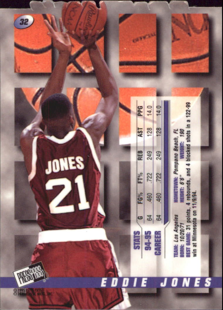 1995 Press Pass Die Cuts Red #32 Eddie Jones back image