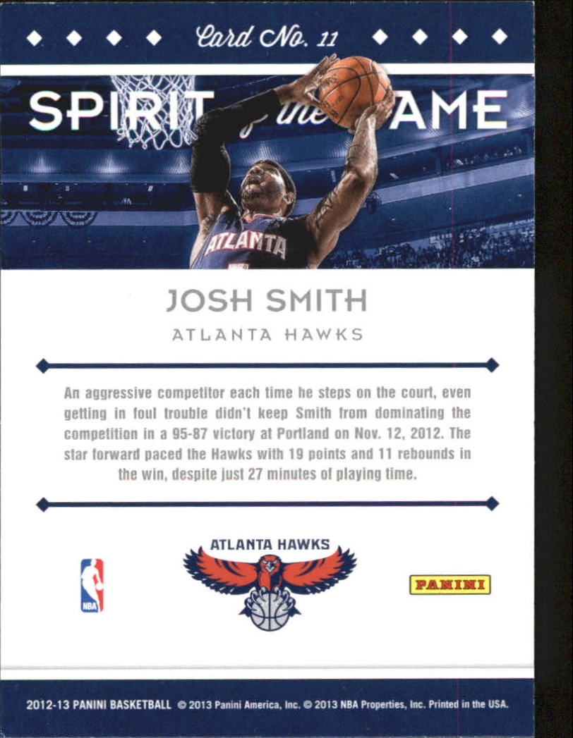 2012-13 Panini Spirit of the Game #11 Josh Smith back image