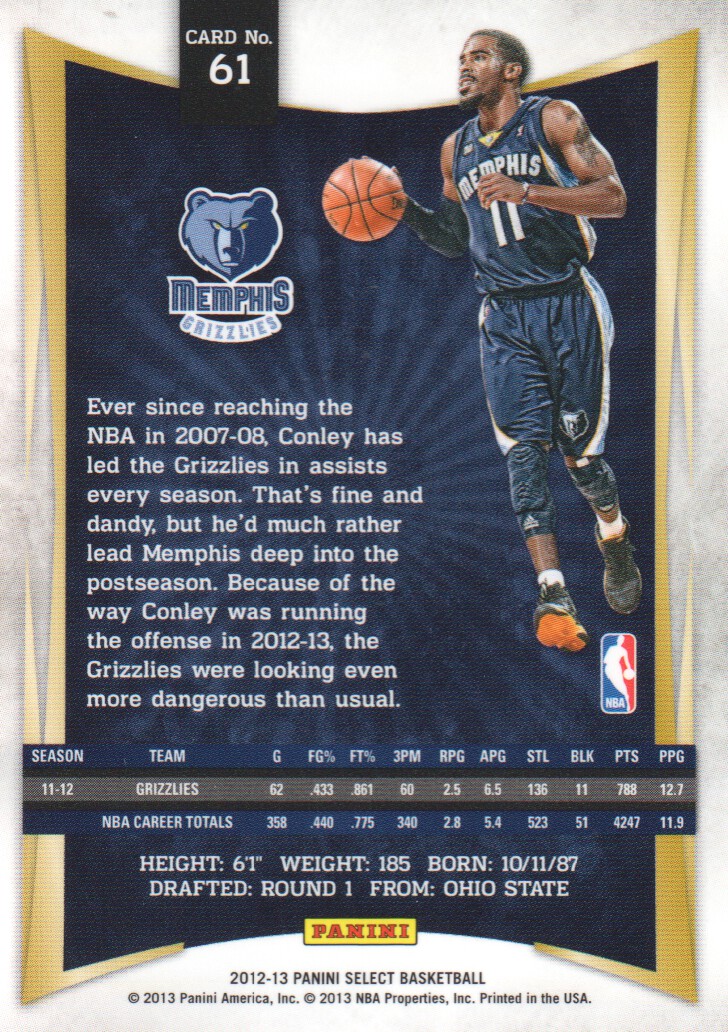 2012-13 Select #61 Mike Conley back image