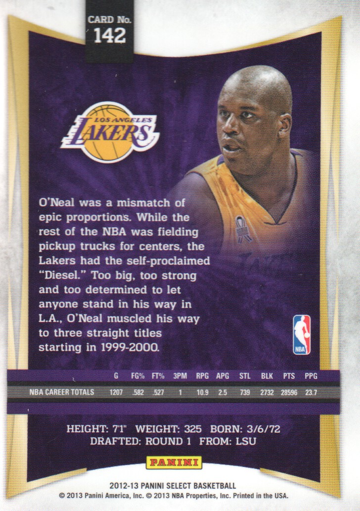 2012-13 Select #142 Shaquille O'Neal back image