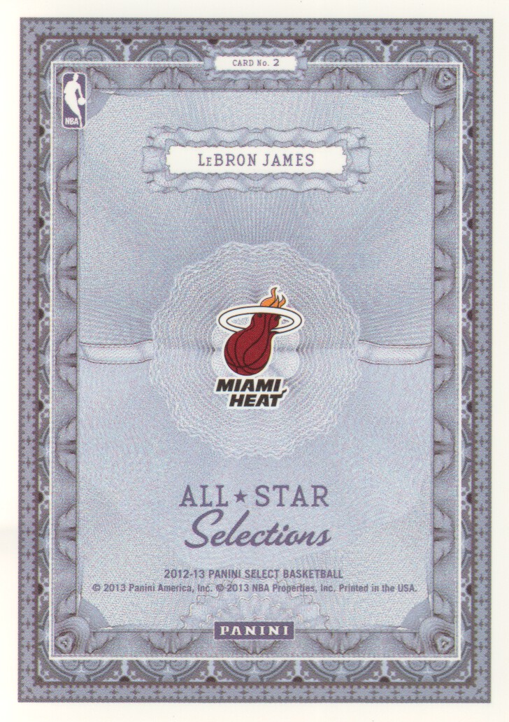 2012-13 Select All-Star Selections #2 LeBron James back image