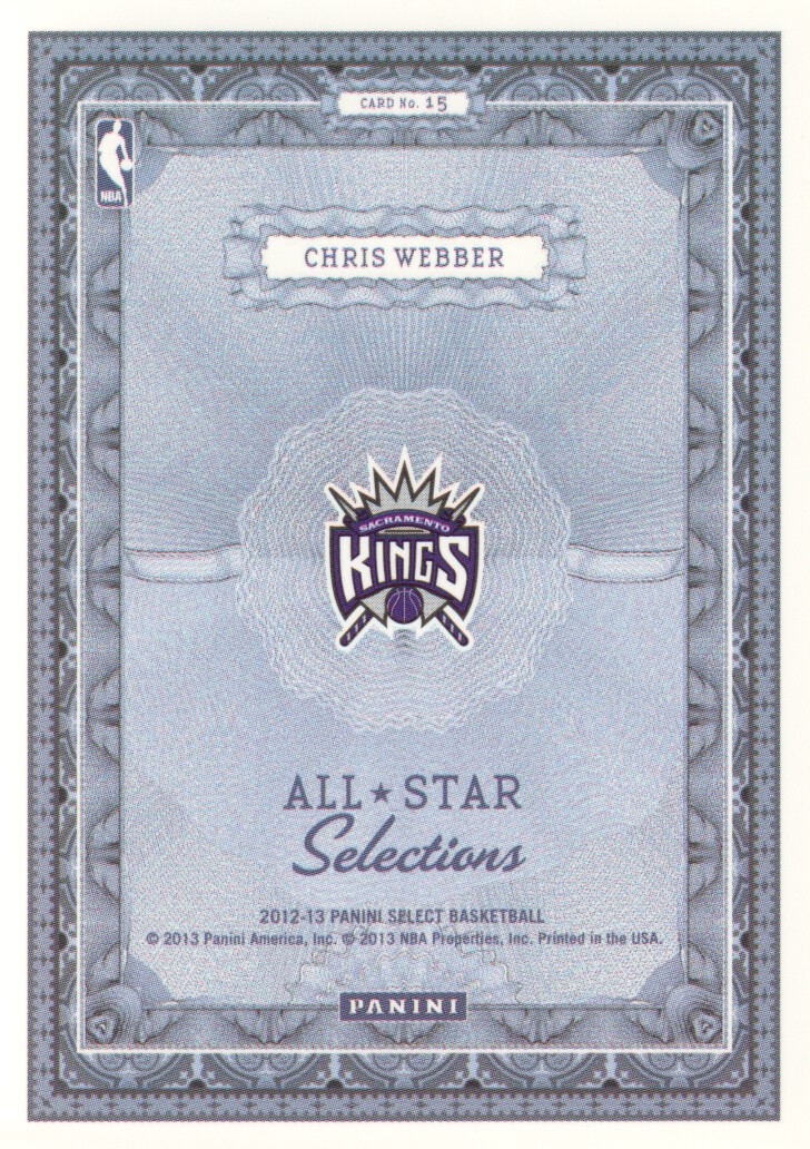 2012-13 Select All-Star Selections #15 Chris Webber back image