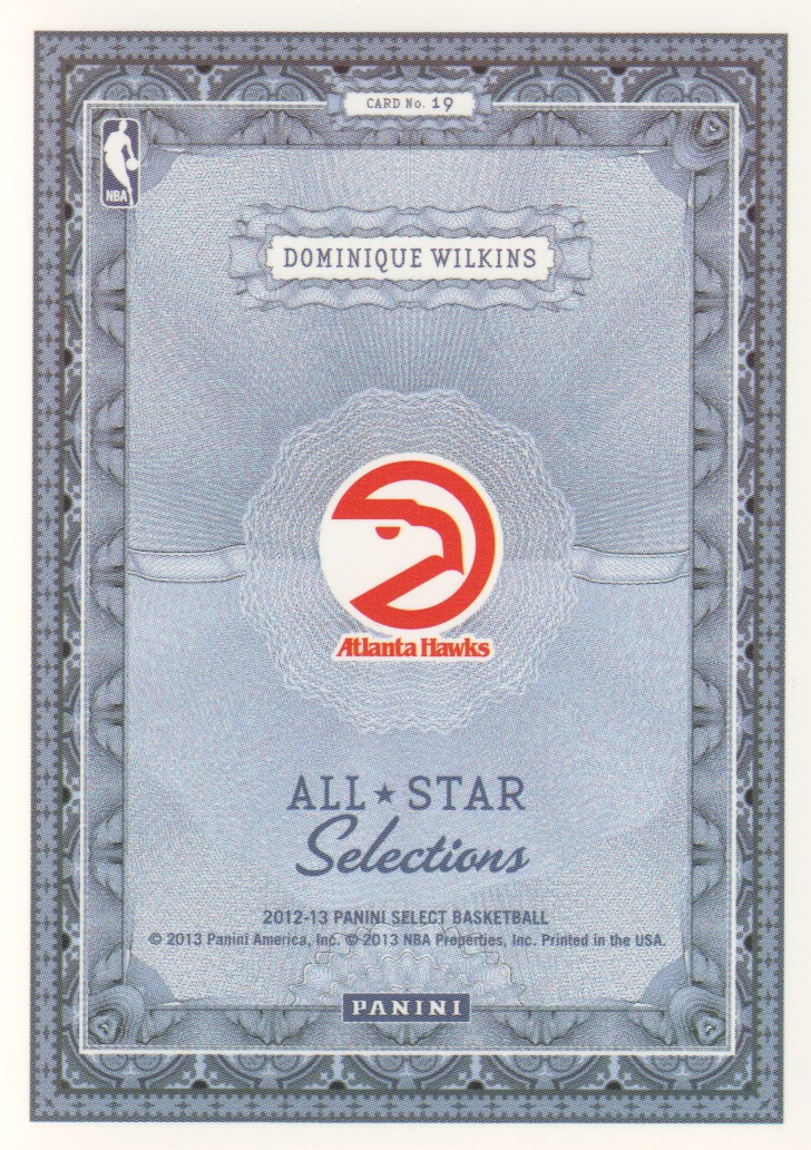 2012-13 Select All-Star Selections #19 Dominique Wilkins back image
