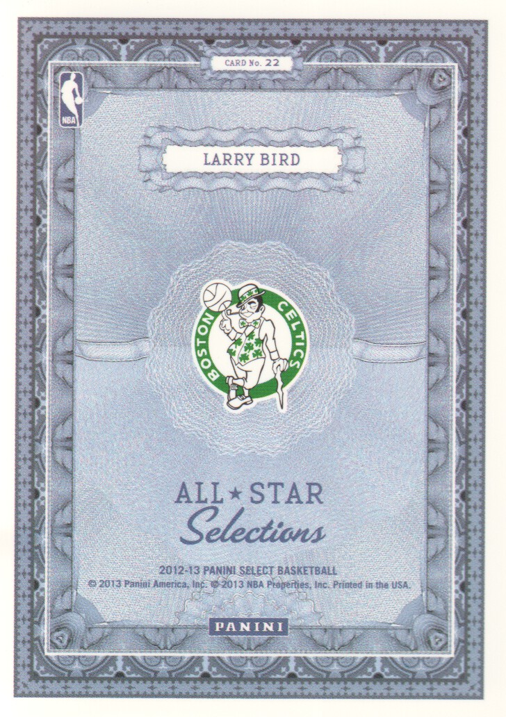 2012-13 Select All-Star Selections #22 Larry Bird back image
