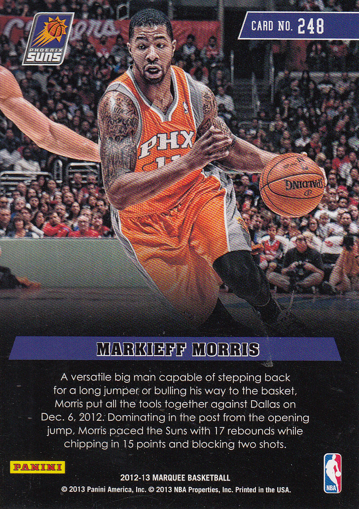 2012-13 Panini Marquee #248 Markieff Morris RC back image