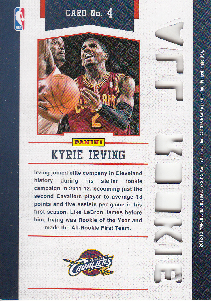 2012-13 Panini Marquee All-Rookie Team Laser Cut #4 Kyrie Irving back image