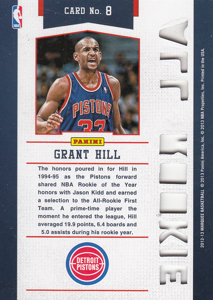 2012-13 Panini Marquee All-Rookie Team Laser Cut #8 Grant Hill back image