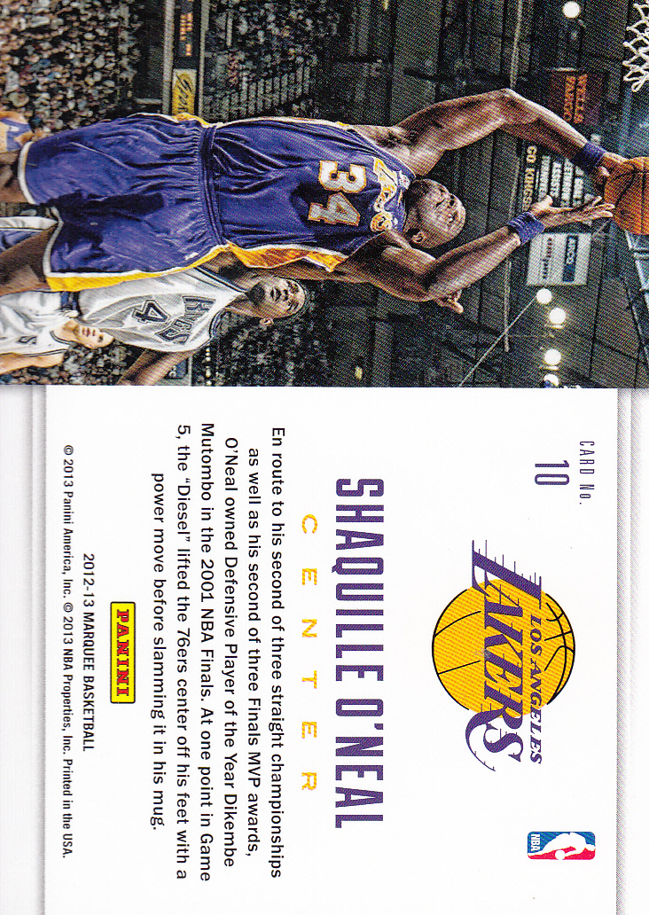 2012-13 Panini Marquee Slam Dunk Legends #10 Shaquille O'Neal back image