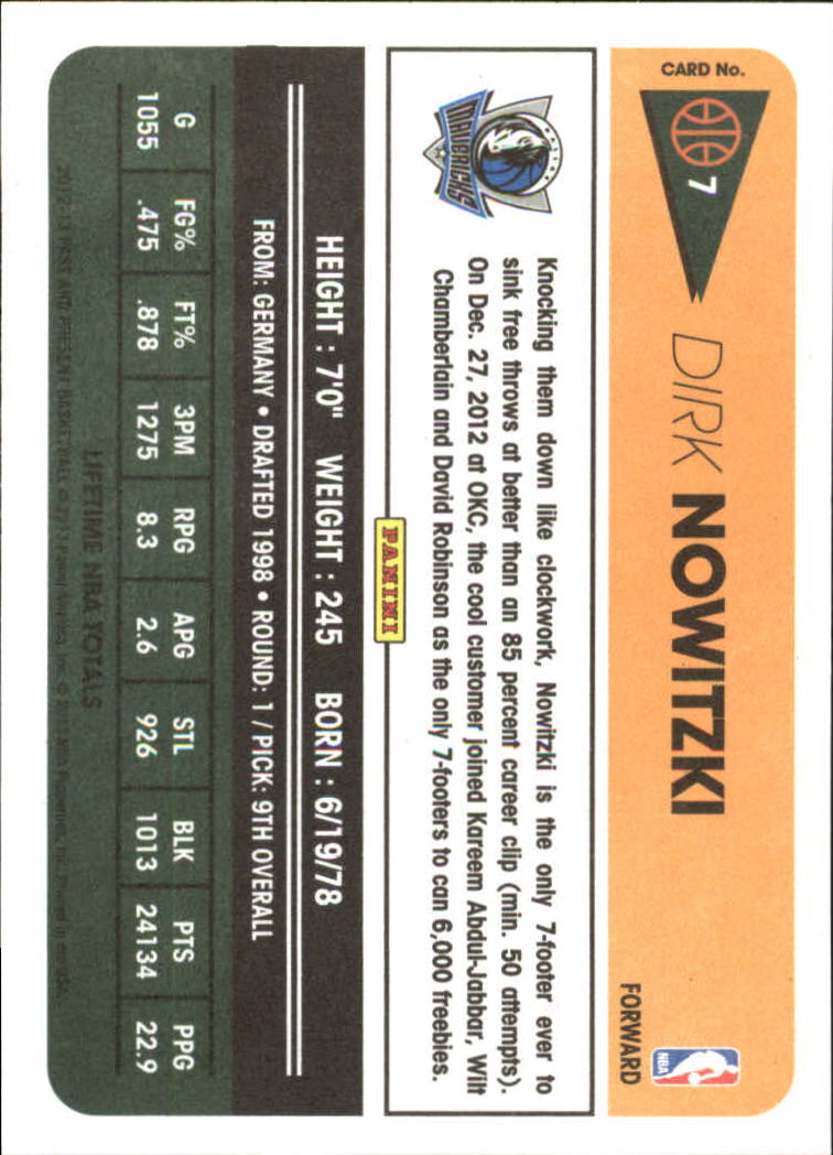 2012-13 Panini Past and Present #7 Dirk Nowitzki back image