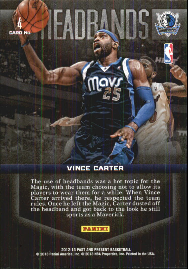 2012-13 Panini Past and Present Headbands #4 Vince Carter back image