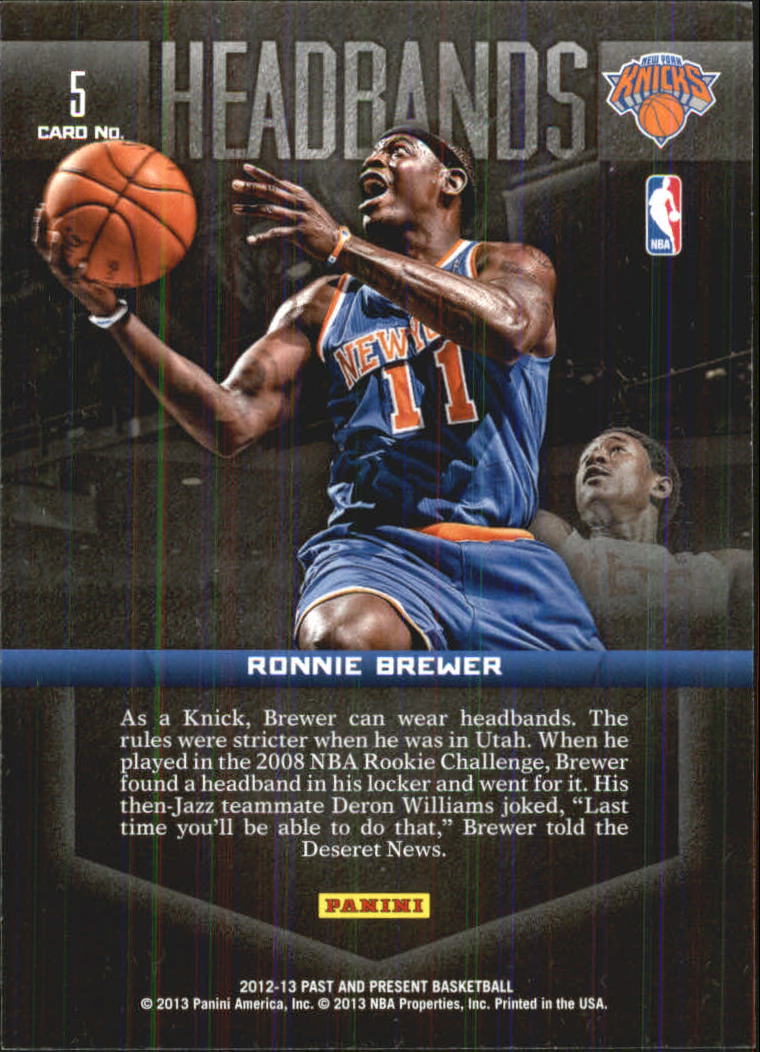 2012-13 Panini Past and Present Headbands #5 Ronnie Brewer back image
