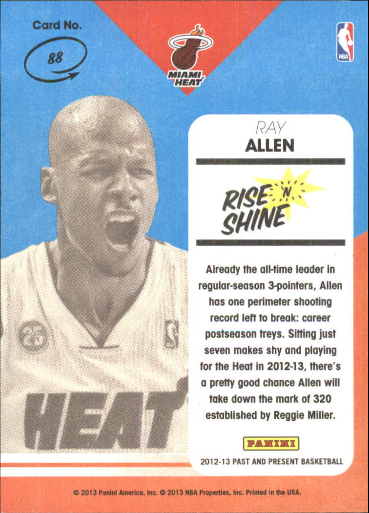 2012-13 Panini Past and Present Rise N Shine #88 Ray Allen back image