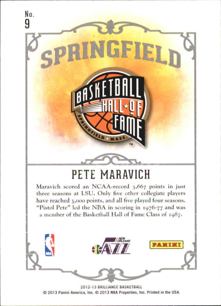 2012-13 Panini Brilliance Springfield #9 Pete Maravich back image