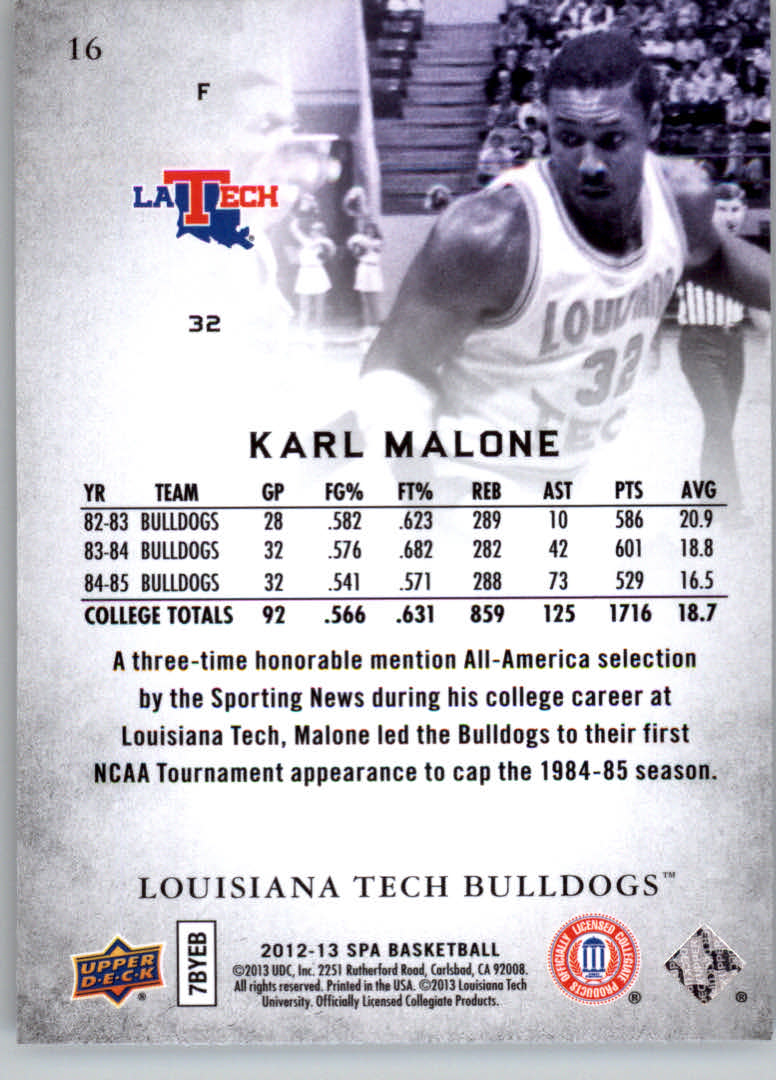 2012-13 SP Authentic #16 Karl Malone back image
