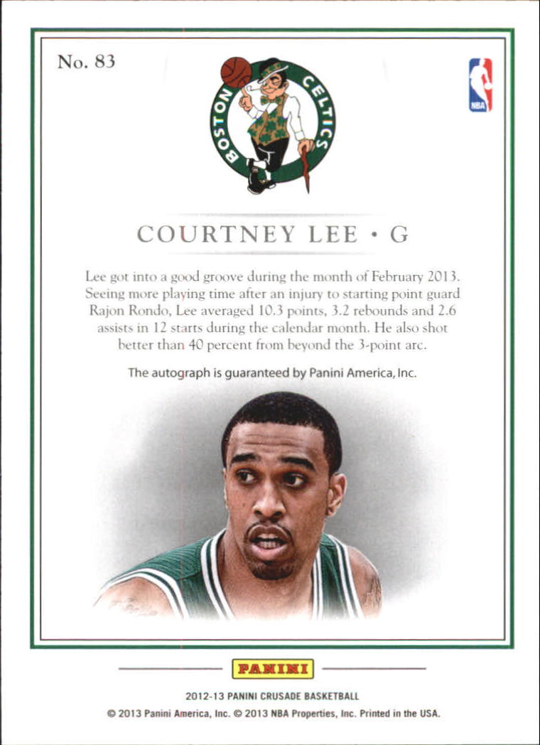 2012-13 Panini Crusade Quest Autographs #83 Courtney Lee back image