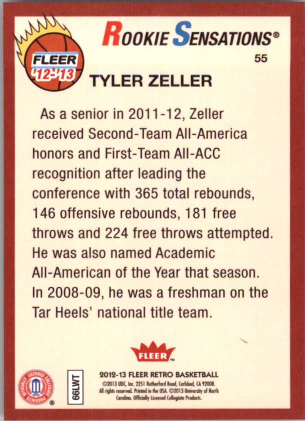 2012-13 Fleer Retro #55 Tyler Zeller RS back image