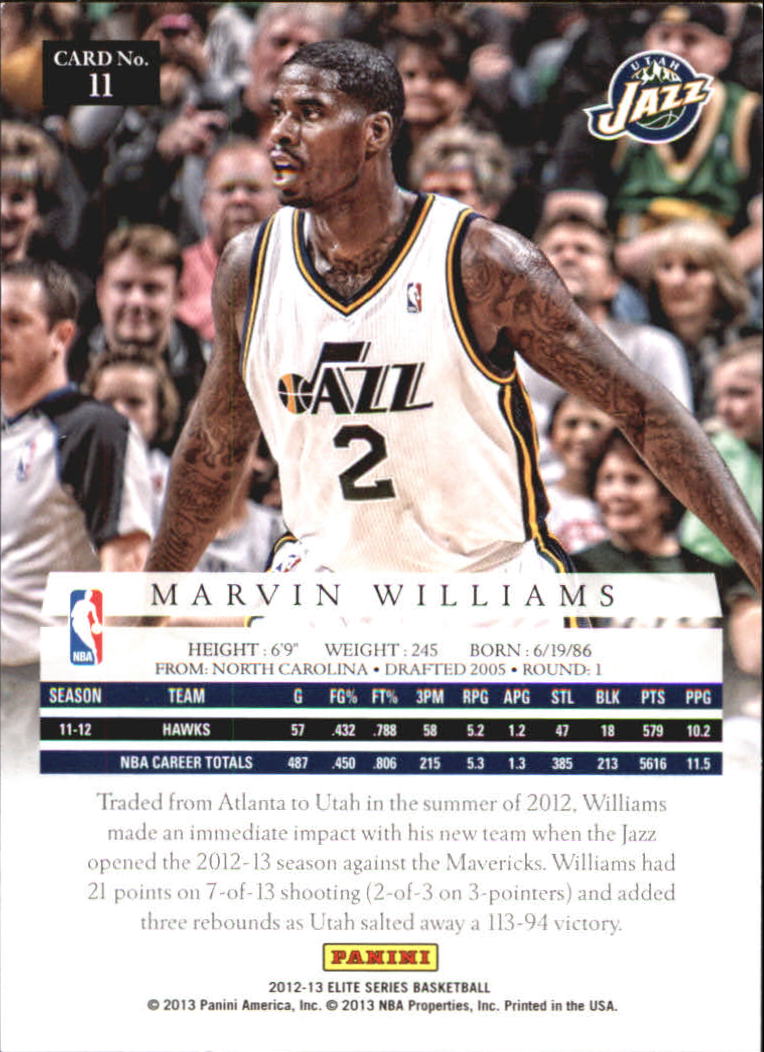 2012-13 Elite Series #11 Marvin Williams back image