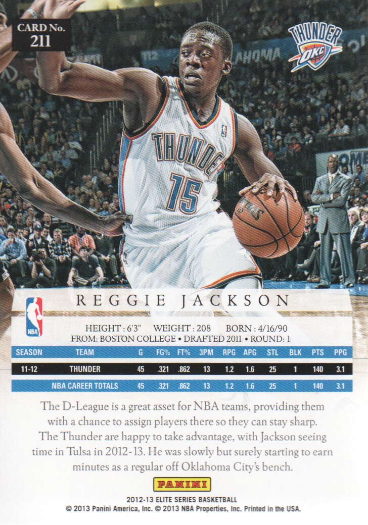 2012-13 Elite Series #211 Reggie Jackson RC back image