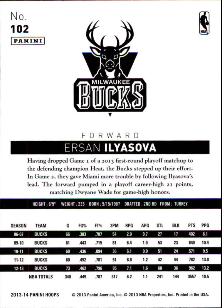 2013-14 Hoops #102 Ersan Ilyasova back image