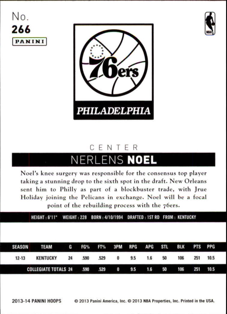 2013-14 Hoops #266 Nerlens Noel RC back image