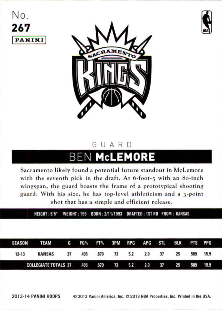 2013-14 Hoops #267 Ben McLemore RC back image