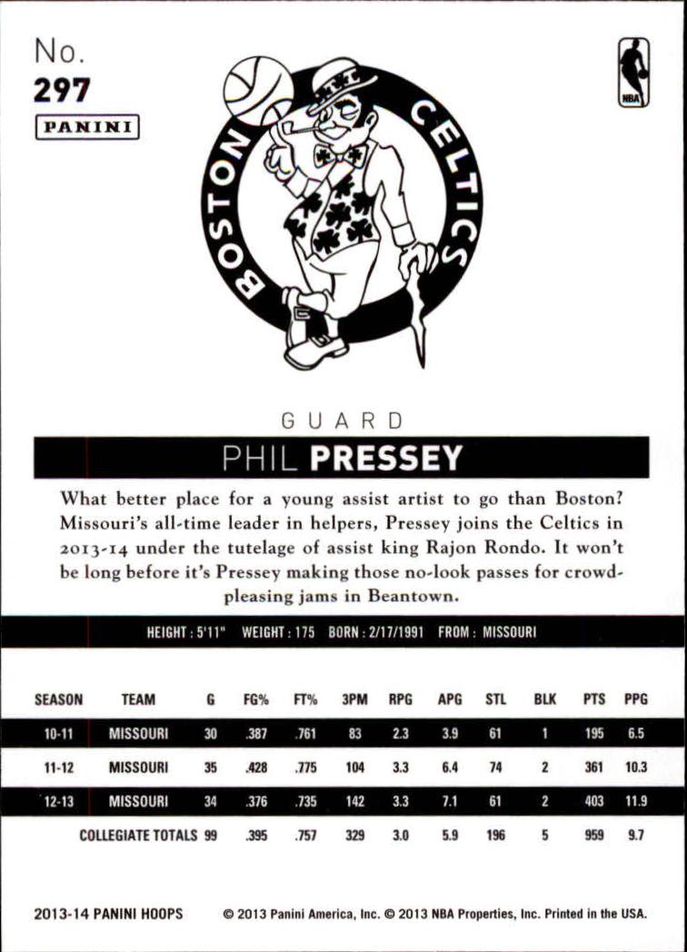 2013-14 Hoops #297 Phil Pressey RC back image