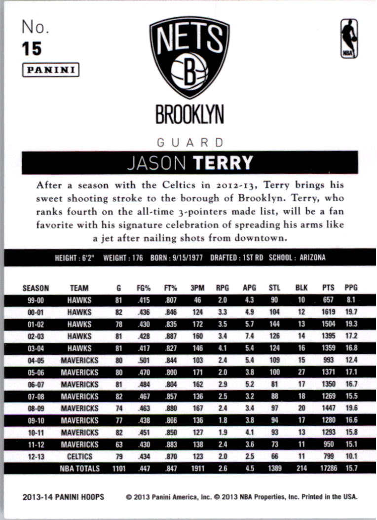 2013-14 Hoops Gold #15 Jason Terry back image