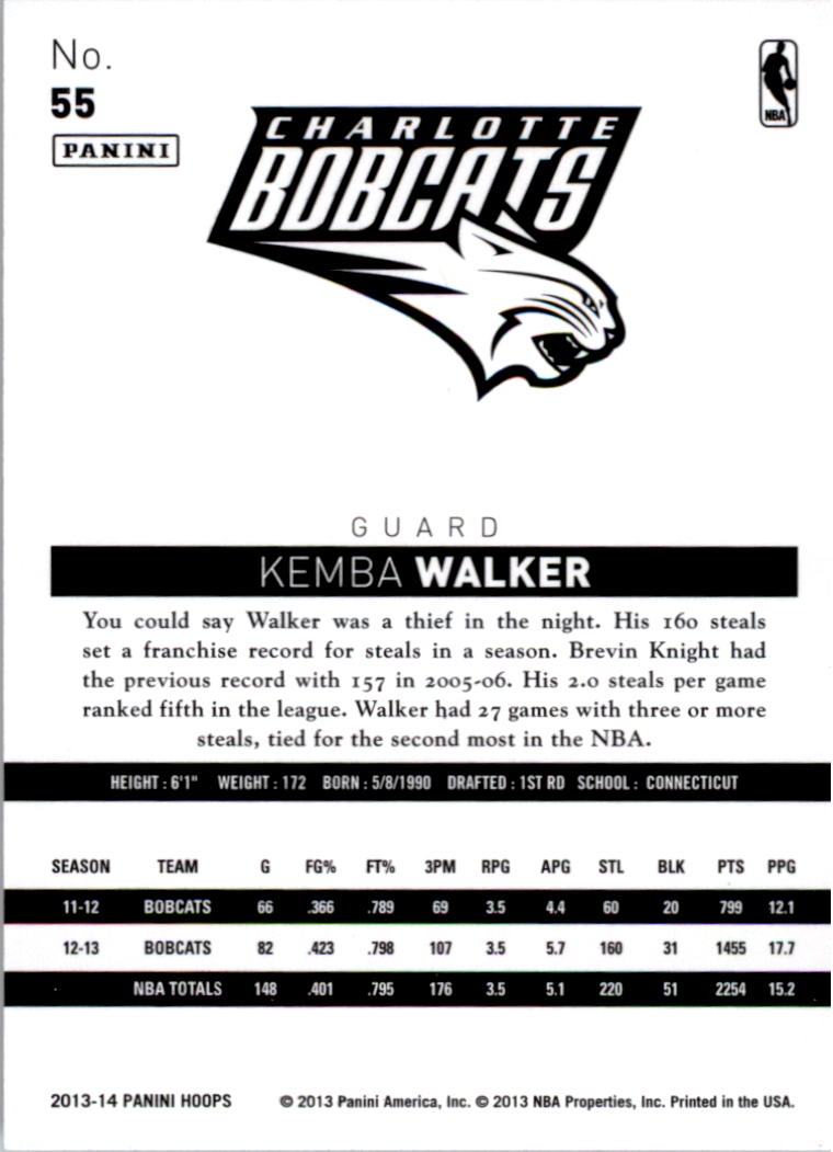 2013-14 Hoops Gold #55 Kemba Walker back image