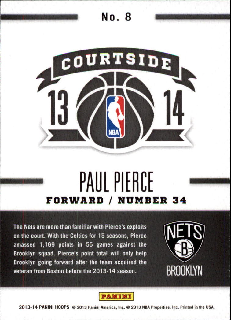 2013-14 Hoops Courtside #8 Paul Pierce back image