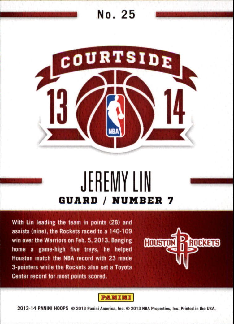 2013-14 Hoops Courtside #25 Jeremy Lin back image